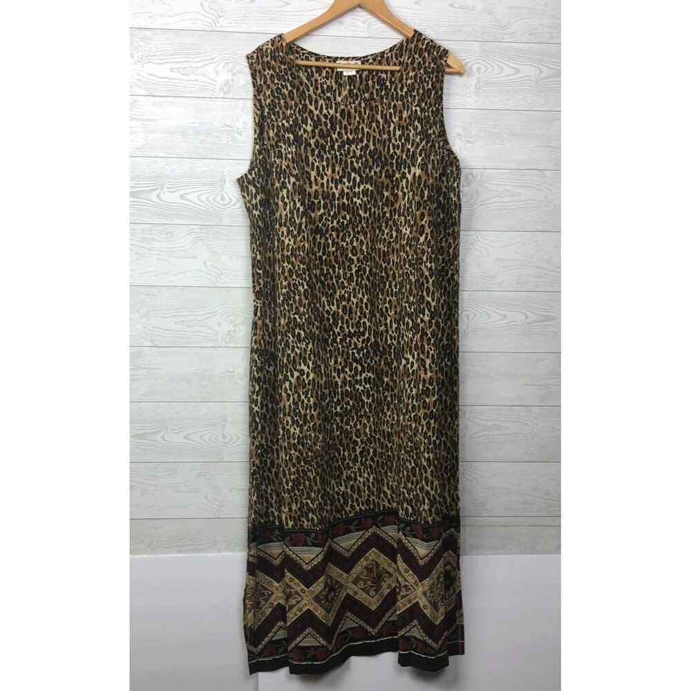 Two Twenty Women's Size 2XL Sleeveless Maxi Dress Animal Print  Scoop Neck